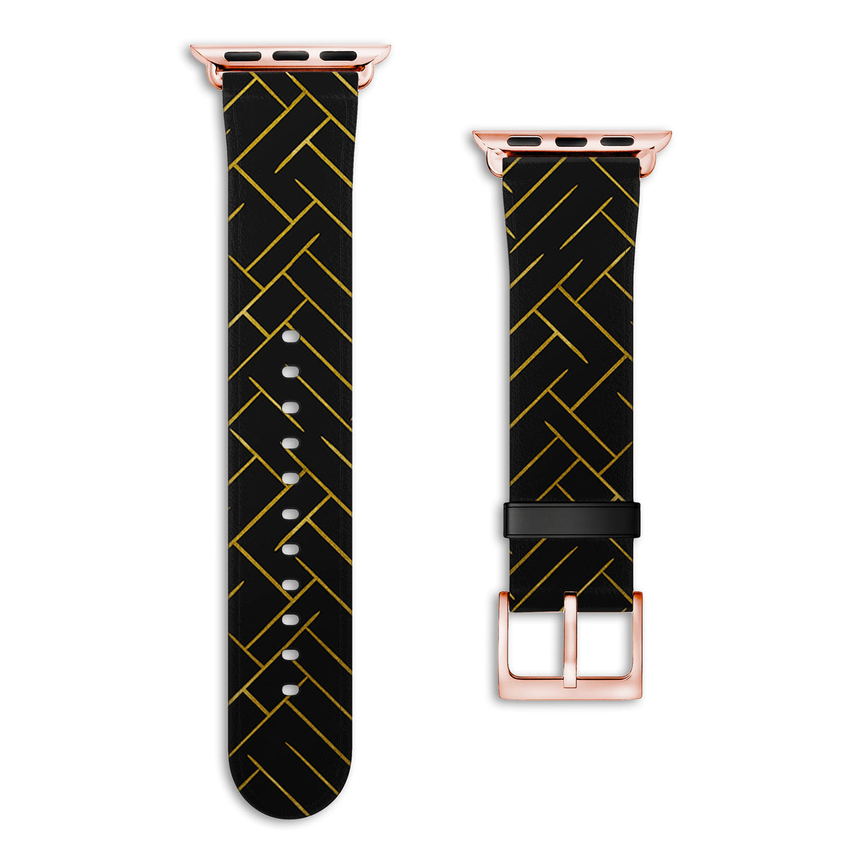 Noir - Apple Watch Armband 44-49mm & 42 (Serie 1-3) 44-49mm & 42 (Serie 1-3) Matt Rose Gold NALIA Kunstleder Armband