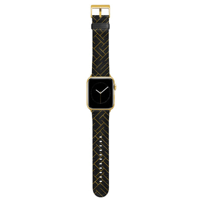 Noir - Apple Watch Armband 44-49mm & 42 (Serie 1-3) 44-49mm & 42 (Serie 1-3) Matt Gold NALIA Kunstleder Armband