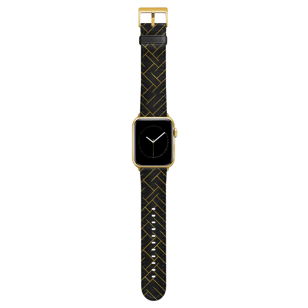 Noir - Apple Watch Armband 38-41mm & 42 (Serie 10-11) 38-41mm & 42 (Serie 10-11) Matt Gold NALIA Kunstleder Armband