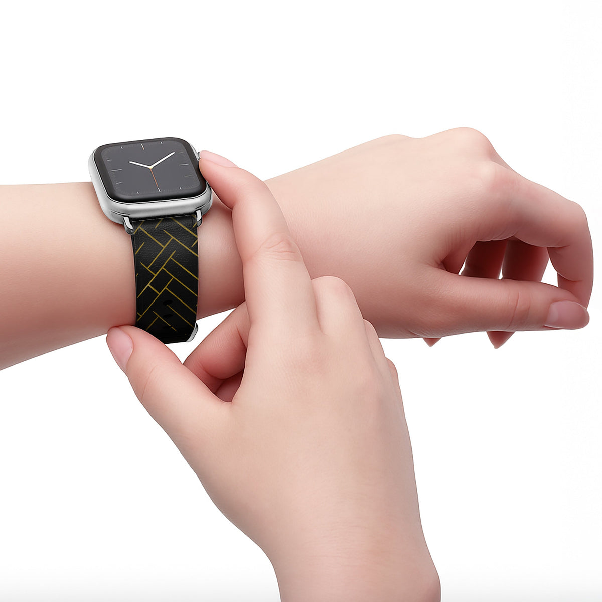 Noir - Apple Watch Armband 44-49mm & 42 (Serie 1-3) 44-49mm & 42 (Serie 1-3) Matt Silber NALIA Kunstleder Armband