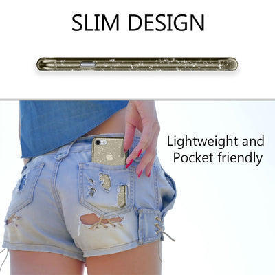 NALIA Glitter Case kompatibel mit iPhone SE 2022 / SE 2020 / 8 / 7 Hülle, Bling Silikon Handyhülle Strass Cover Durchsichtig Dünne Handy-Tasche Schutzhülle Phone Etui Bumper Skin Transparent NALIA Transparente Hülle