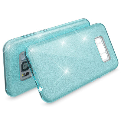 NALIA Glitzerhülle für Samsung Galaxy S8 Plus – Funkelnder Glitzer-Look & Grip – SHINEPOP (Silikon Case) – Marke aus Berlin Türkis NALIA Protective Hülle