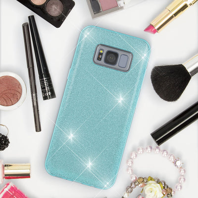 NALIA Glitzerhülle für Samsung Galaxy S8 Plus – Funkelnder Glitzer-Look & Grip – SHINEPOP (Silikon Case) – Marke aus Berlin Türkis NALIA Protective Hülle