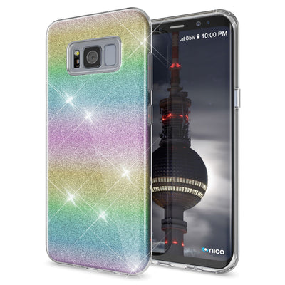 NALIA Glitzerhülle für Samsung Galaxy S8 Plus – Funkelnder Glitzer-Look & Grip – SHINEPOP (Silikon Case) – Marke aus Berlin Türkis NALIA Protective Hülle
