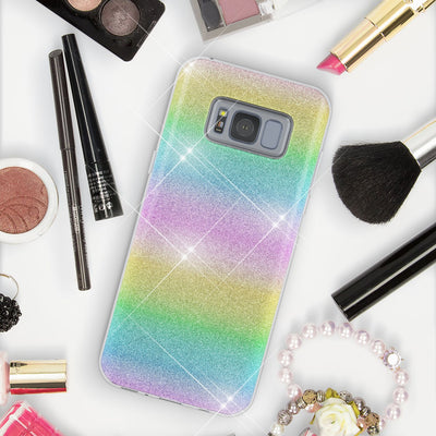 NALIA Glitzerhülle für Samsung Galaxy S8 – Funkelnder Glitzer-Look & Grip – SHINEPOP (Silikon Case) – Marke aus Berlin Türkis NALIA Protective Hülle