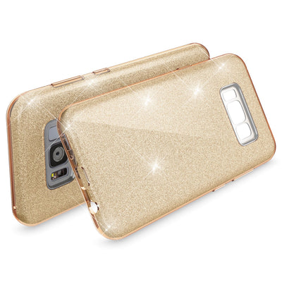 NALIA Glitzerhülle für Samsung Galaxy S8 Plus – Funkelnder Glitzer-Look & Grip – SHINEPOP (Silikon Case) – Marke aus Berlin Silber NALIA Protective Hülle