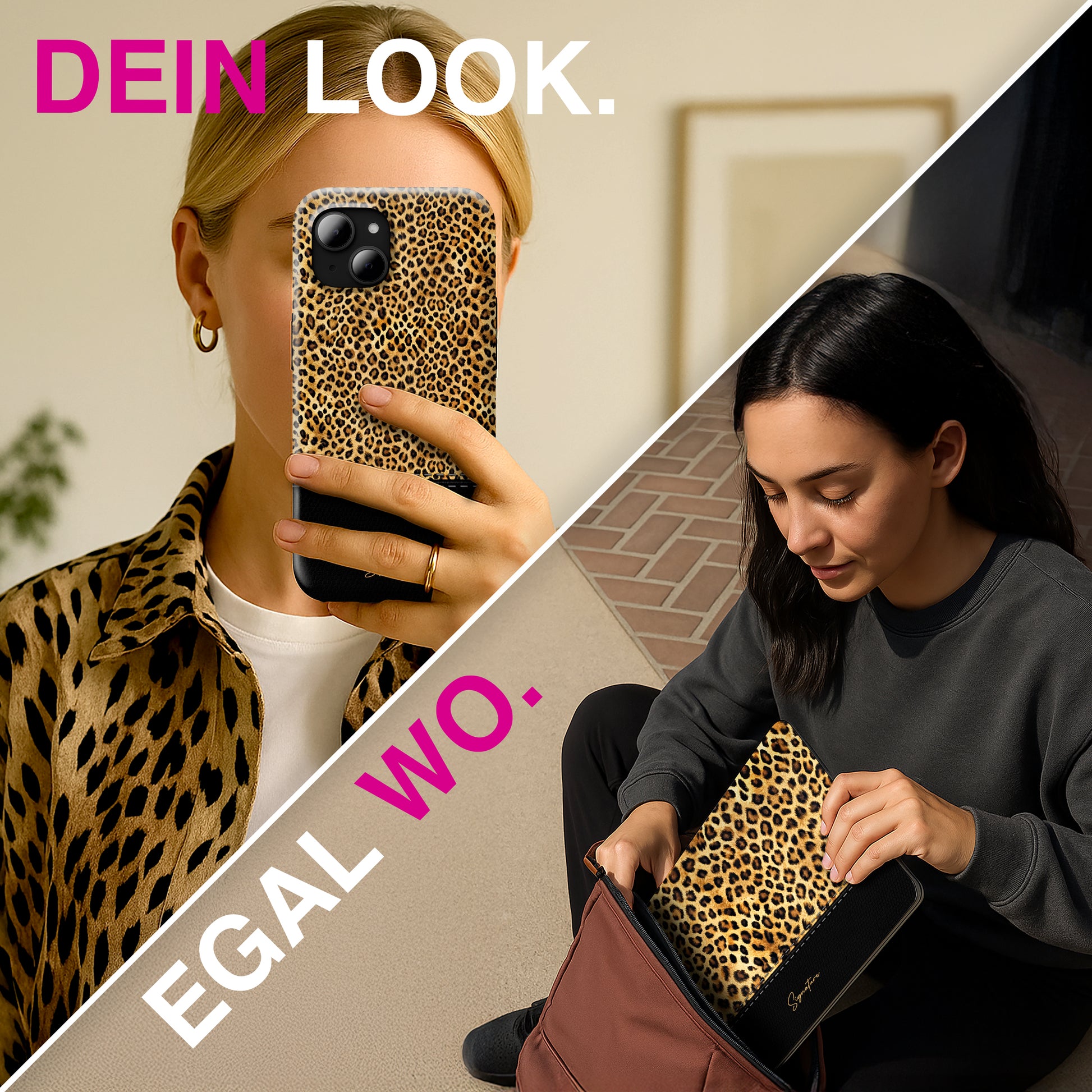 NALIA Signature Hülle für Apple iPhone (Alle Modelle) – Design "Safari" – MagSafe Case mit Leo Muster & Leder Optik NALIA Protective Hülle