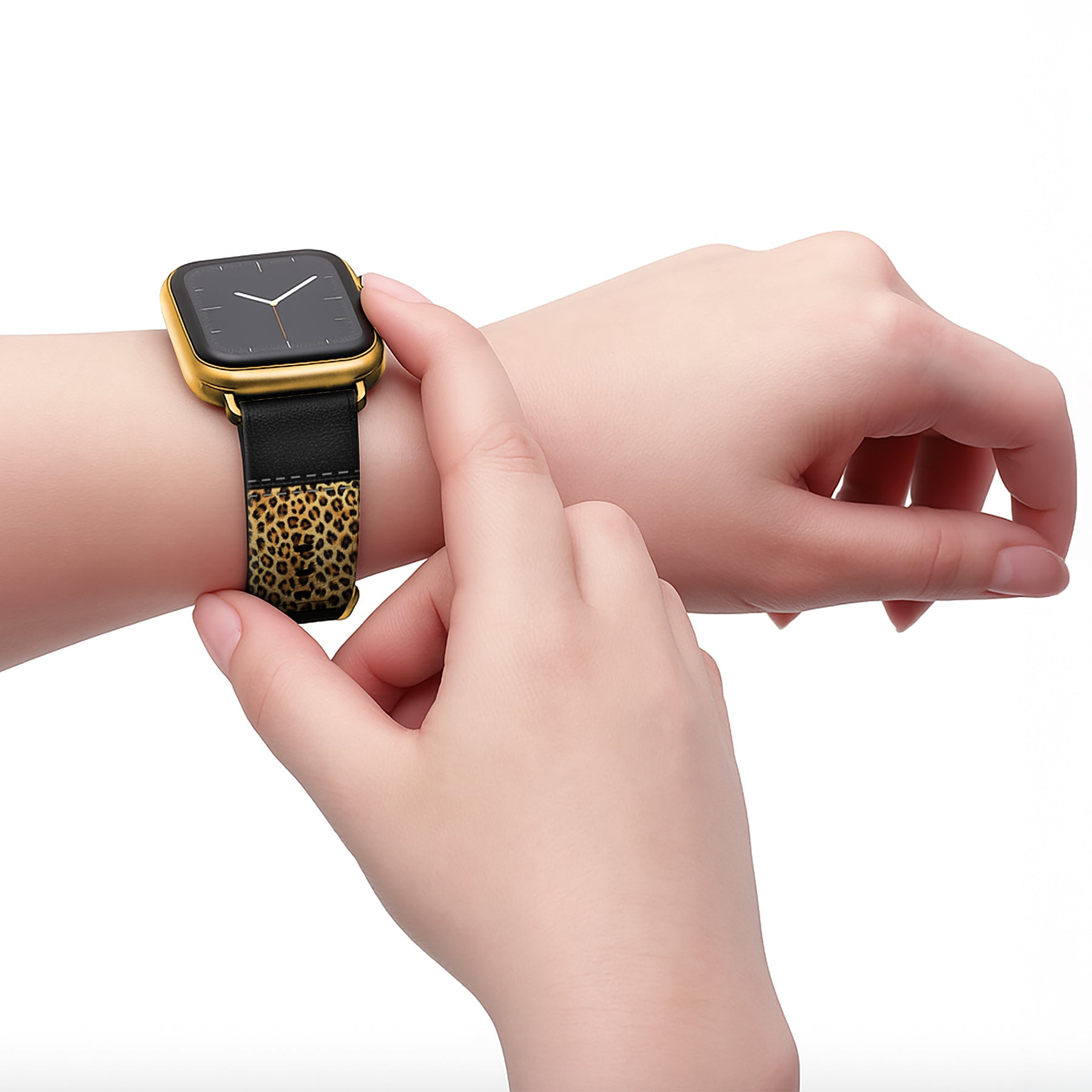 Safari - Apple Watch Armband 44-49mm & 42 (Serie 1-3) 44-49mm & 42 (Serie 1-3) Matt Gold NALIA Kunstleder Armband