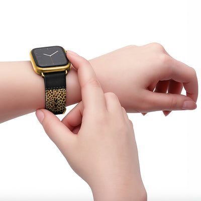 Safari - Apple Watch Armband 44-49mm & 42 (Serie 1-3) 44-49mm & 42 (Serie 1-3) Matt Gold NALIA Kunstleder Armband