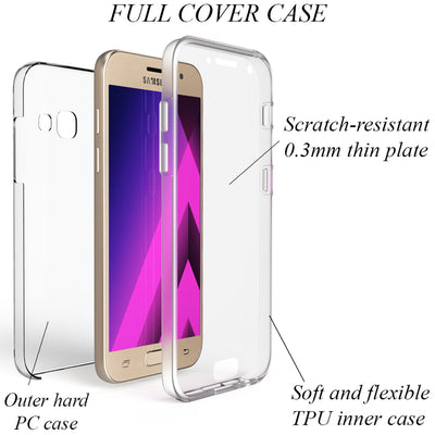 NALIA 360 Grad Handyhülle kompatibel mit Samsung Galaxy A5 2017, Full-Cover Silikon Bumper mit Displayschutz vorne Hardcase hinten, Hülle Doppel-Schutz Dünn Case Handy-Tasche Transparent NALIA Transparente Hülle