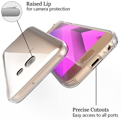 NALIA 360 Grad Handyhülle kompatibel mit Samsung Galaxy A5 2017, Full-Cover Silikon Bumper mit Displayschutz vorne Hardcase hinten, Hülle Doppel-Schutz Dünn Case Handy-Tasche Transparent NALIA Transparente Hülle