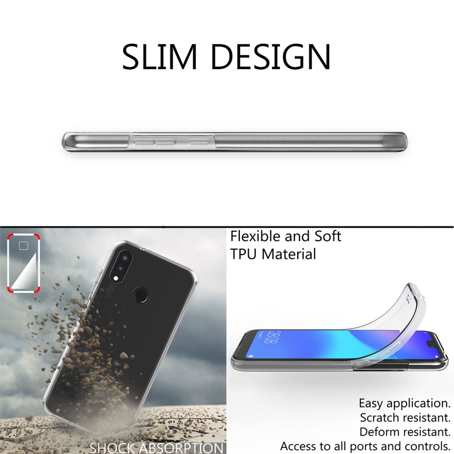 NALIA 360 Grad Handy Hülle für Huawei P20 Lite, Full Cover Case Rundum Bumper Transparent NALIA Transparente Hülle