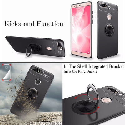 NALIA Ringhülle für Huawei Y7 (2018) – Ring-Ständer 360° & für Magnet-Halter – GRIP360 (Mattiertes Silikon Case) – Marke aus Berlin Default Title NALIA Protective Hülle