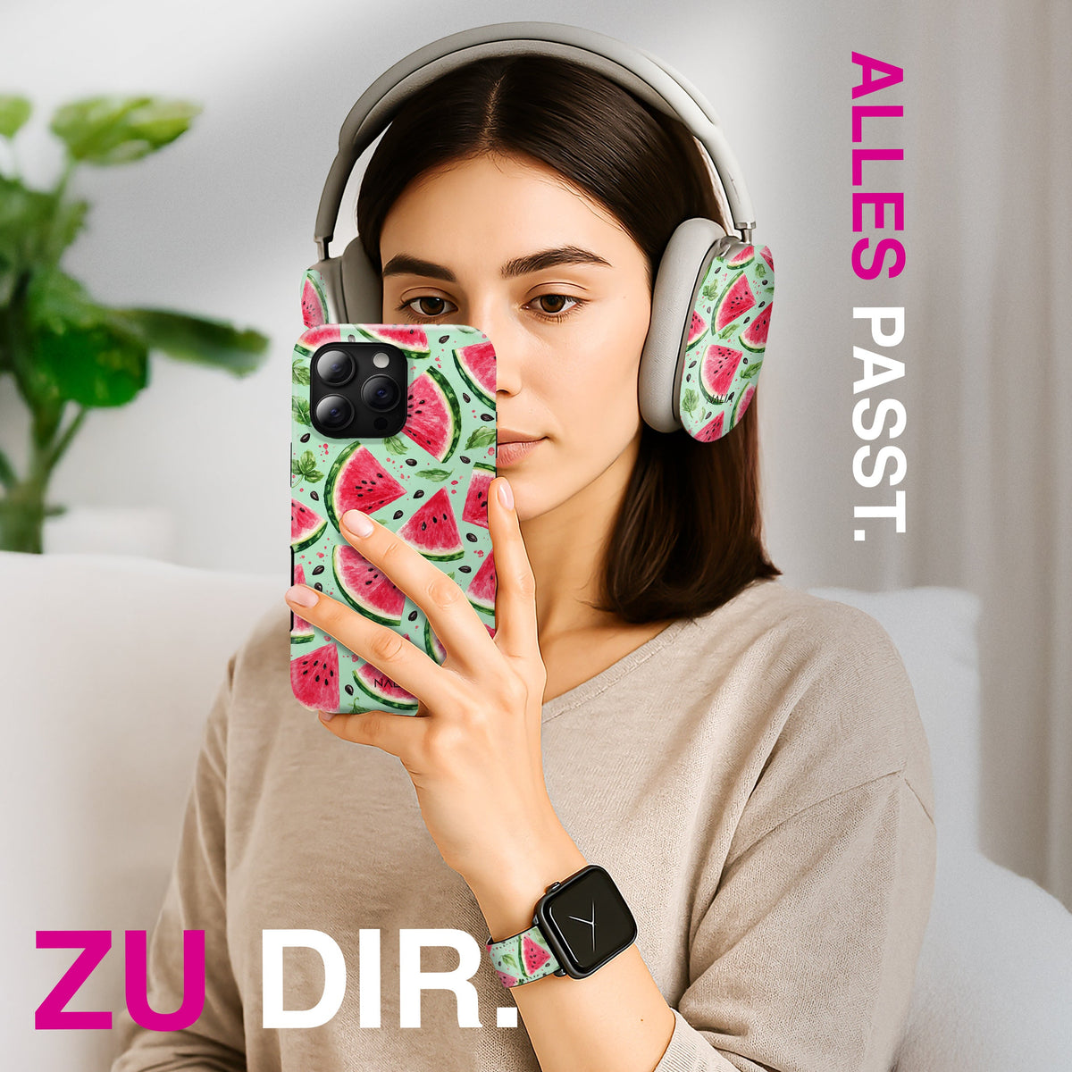 Juicy - Apple Watch Armband 44/45/46/49mm 44 45 46 49mm Matt Schwarz NALIA Kunstleder Armband