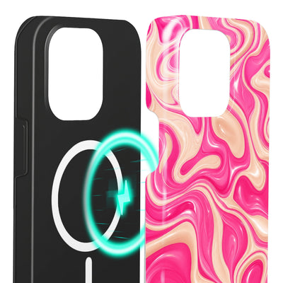 Fondant iPhone 14 Pro Max Hülle mit Wirbelmuster, Innenseite mit Magnetring, kompatibel mit MagSafe-Zubehör