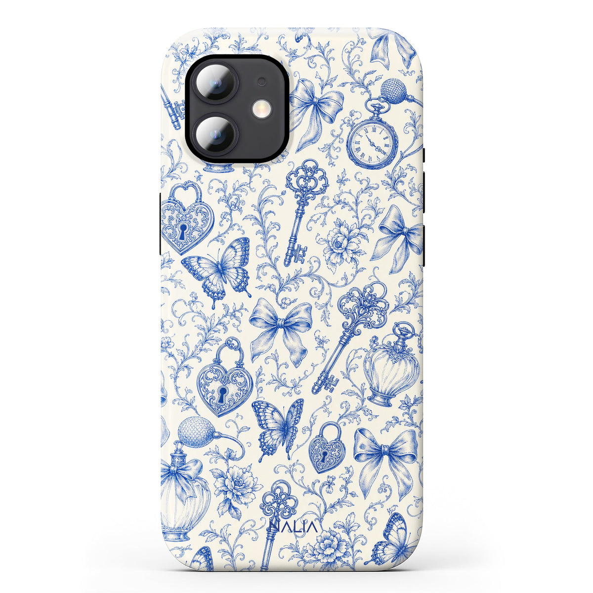 Toile iPhone 12 Hülle mit Toile de Jouy, Rückseite