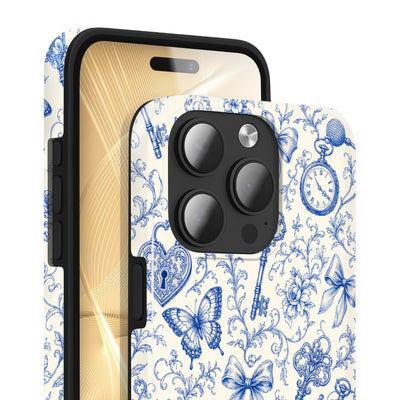 Toile iPhone 16 Pro Hülle mit Toile de Jouy, Vorderseite und Rückseite mit Kamera