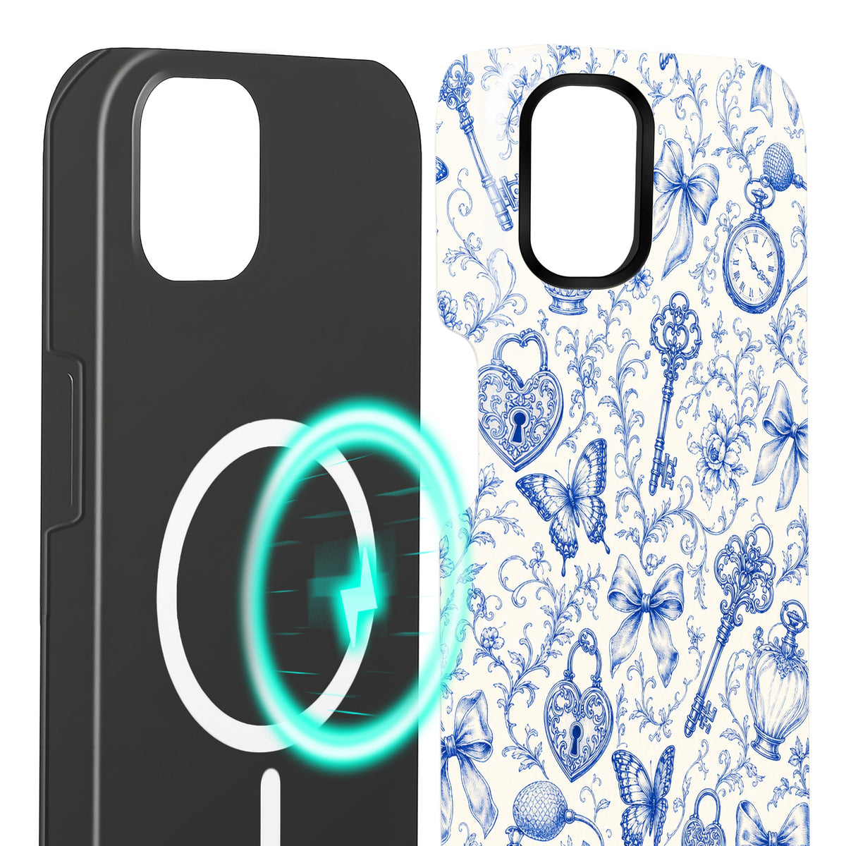 Toile iPhone 12 Mini Hülle mit Toile de Jouy, Innenseite mit Magnetring, kompatibel mit MagSafe-Zubehör