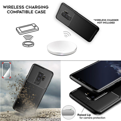 NALIA Silikonhülle für Samsung Galaxy S9 Plus – Rutschfest & Matt – VORTEX (Gebürstete Optik & Carbon Design) – Marke aus Berlin Default Title NALIA Protective Hülle
