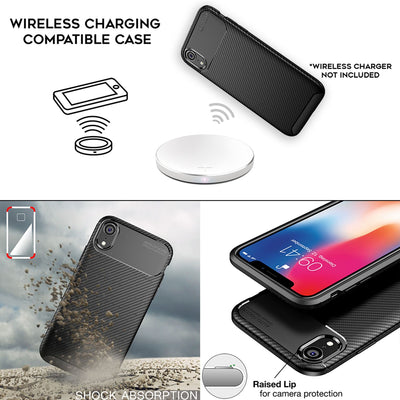 NALIA Silikonhülle für iPhone XR – Rutschfest & Matt – VORTEX (Gebürstete Optik & Carbon Design) – Marke aus Berlin Default Title NALIA Protective Hülle
