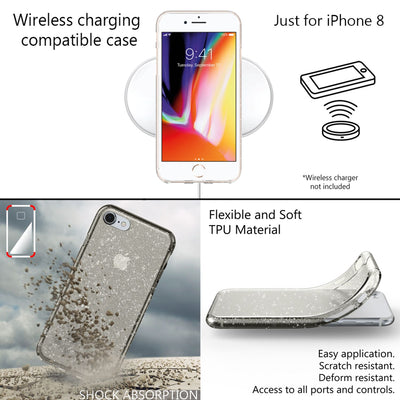 NALIA Glitter Case kompatibel mit iPhone SE 2022 / SE 2020 / 8 / 7 Hülle, Bling Silikon Handyhülle Strass Cover Durchsichtig Dünne Handy-Tasche Schutzhülle Phone Etui Bumper Skin Transparent NALIA Transparente Hülle