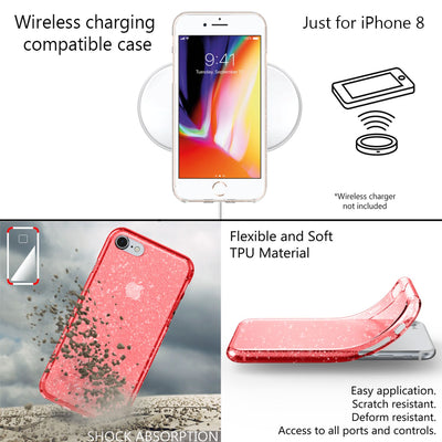 NALIA Glitter Case kompatibel mit iPhone SE 2022 / SE 2020 / 8 / 7 Hülle, Bling Silikon Handyhülle Strass Cover Durchsichtig Dünne Handy-Tasche Schutzhülle Phone Etui Bumper Skin Transparent NALIA Transparente Hülle