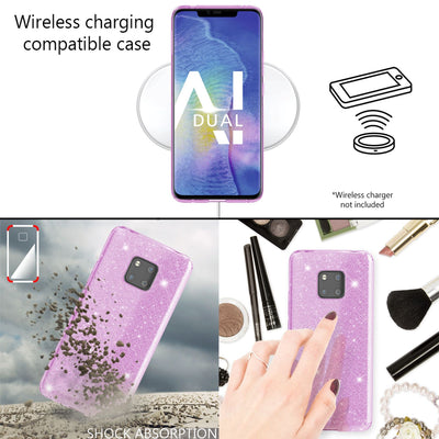 NALIA Glitzerhülle für Huawei Mate 20 Pro – Funkelnder Glitzer-Look & Grip – SHINEPOP (Silikon Case) – Marke aus Berlin Schwarz NALIA Protective Hülle