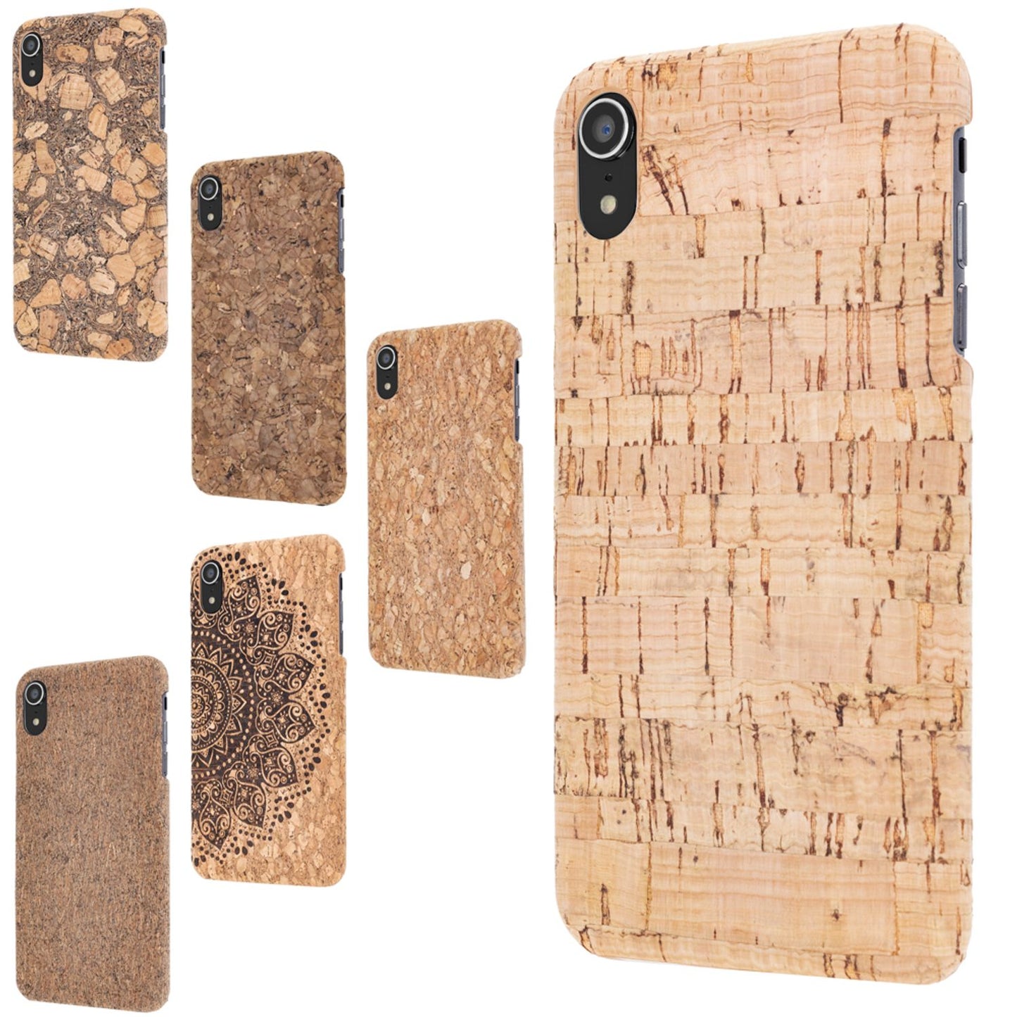NALIA Kork Hülle für iPhone XR, Handyhülle Natur Holz Look Handy Tasche Cover