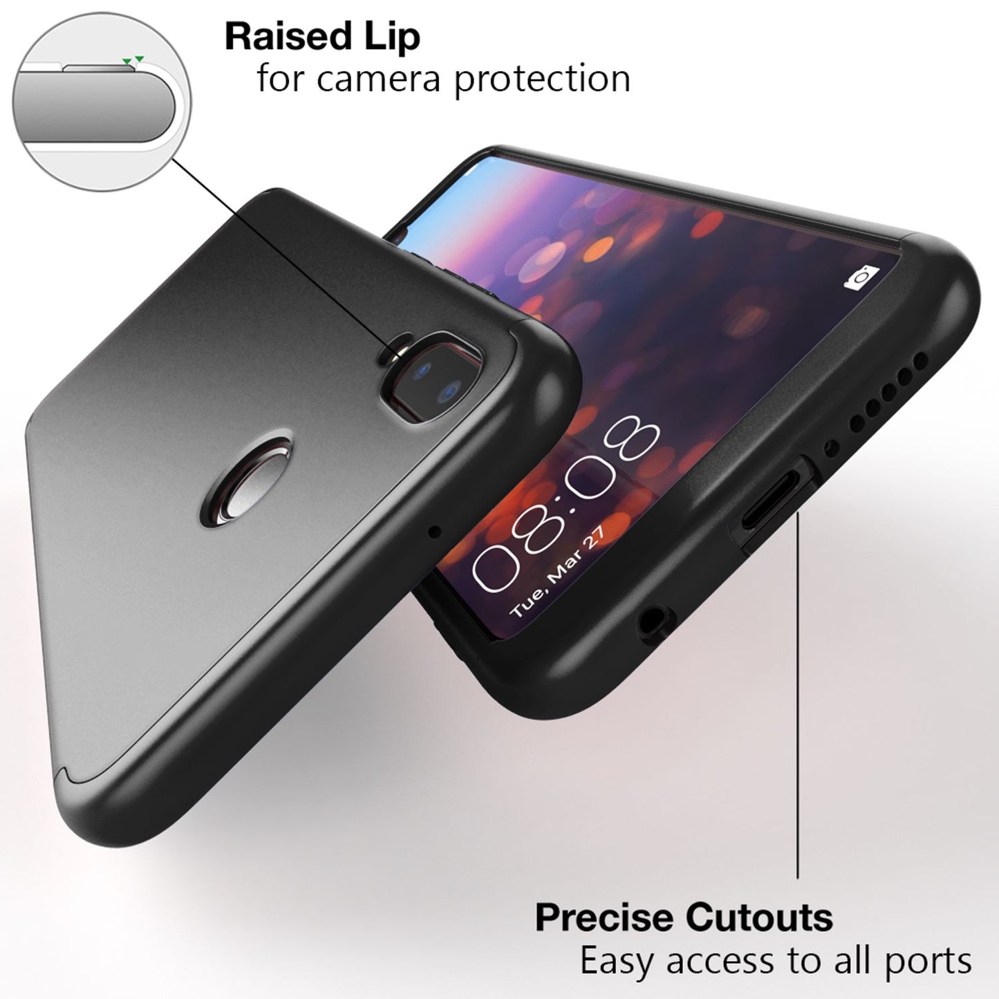 Huawei P20 Lite Hülle 360 Grad Handyhülle mit Displayschutz von NALIA, 360° Cover