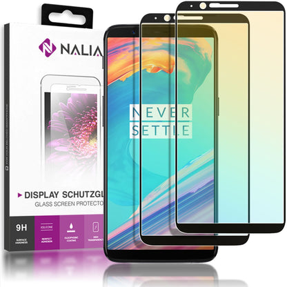 NALIA 2 Pack Display Schutzglas für OnePlus 5T, Handy Bildschirm Glas Abdeckung