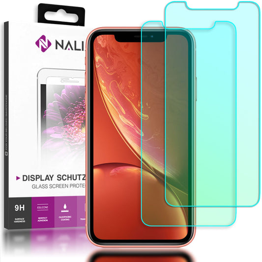 NALIA 2 Pack Schutz Glas für iPhone 11 / iPhone XR, Handy Display Schutz Folie