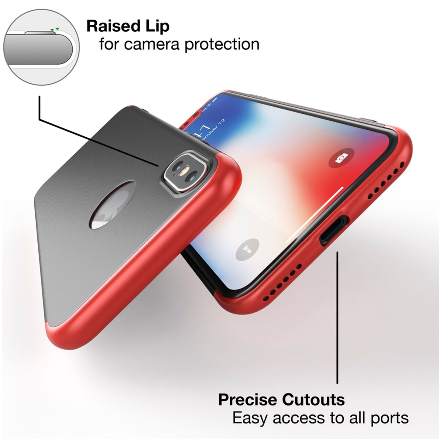 NALIA 360 Grad Hülle für iPhone X XS, Rundum Handy Cover Case mit Displayschutz
