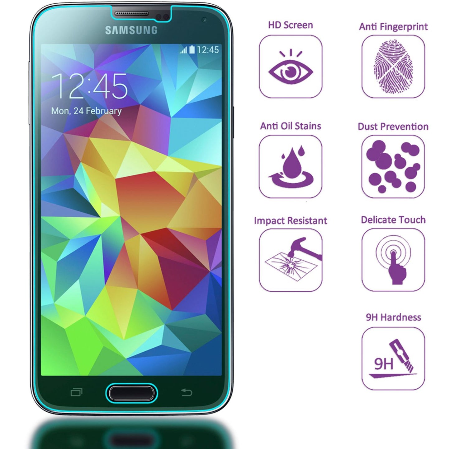 NALIA Schutzglas für Samsung Galaxy S5 / S5 Neo, 9H Full Cover Displayschutz LCD