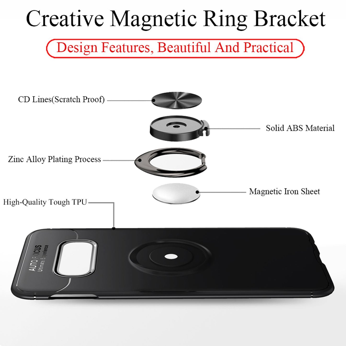 NALIA magnetische Ring Hülle für Samsung Galaxy S10e, Schutz Cover Fingerhalter