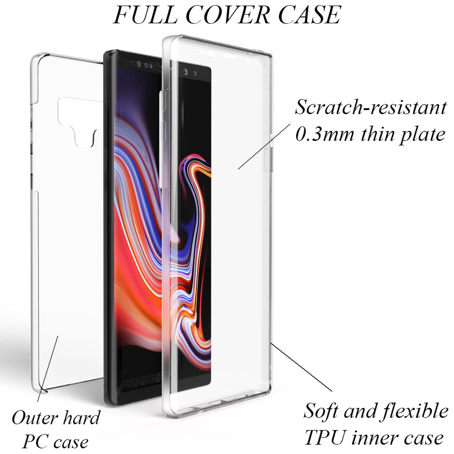 NALIA 360 Grad Handy Hülle für Samsung Galaxy Note 9, Full Cover Case Bumper