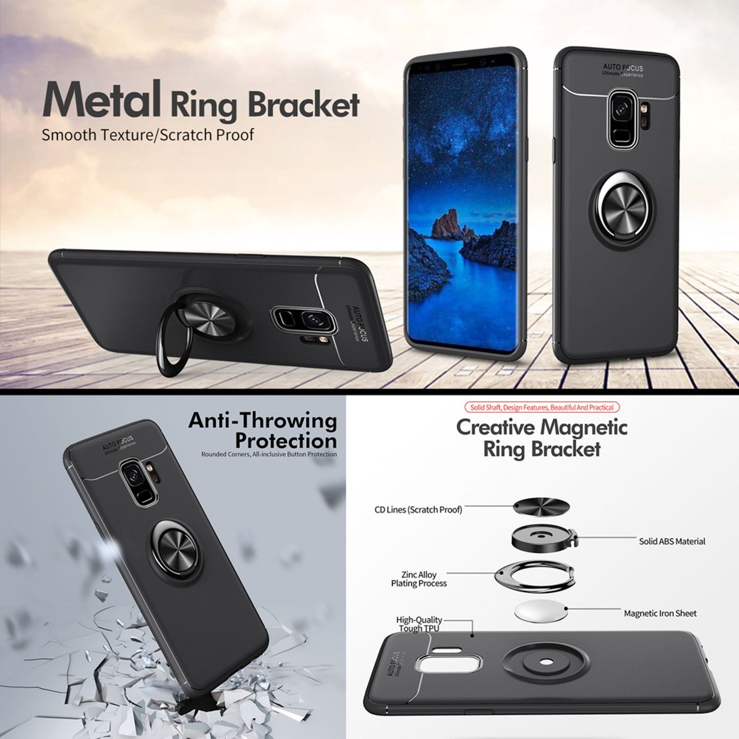 NALIA Ring Hülle für Samsung Galaxy S9, Schutz Cover Magnet Silikon Handy Case