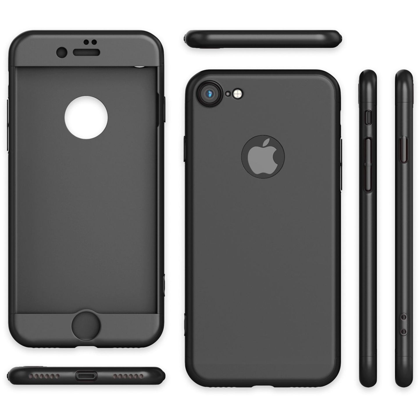 Apple iPhone 8 360 Grad Handyhülle von NALIA, Full Cover Schutzglas Rundum Hülle