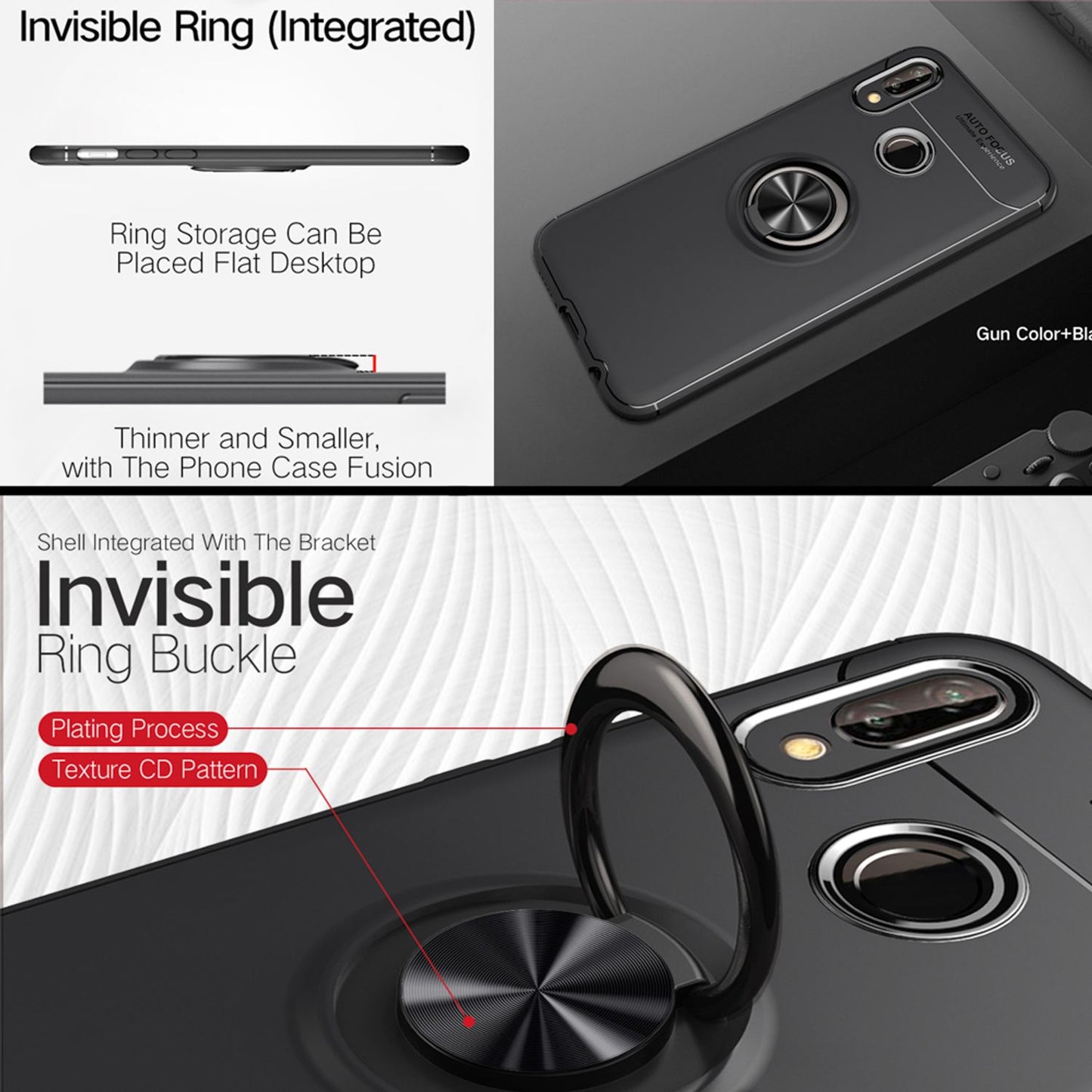 NALIA Ring Hülle für Huawei P20 Lite, Schutz Cover magnetisch Silikon Handy Case