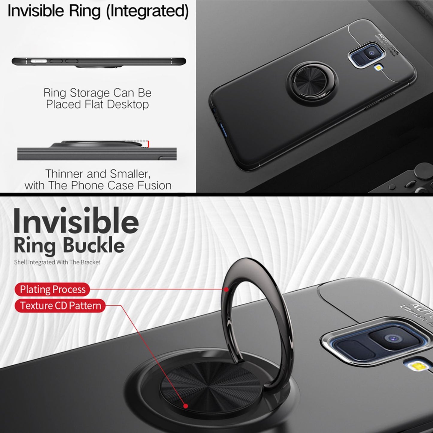 NALIA Ring Hülle für Samsung Galaxy A6, Handy Cover magnetische Silikon Case