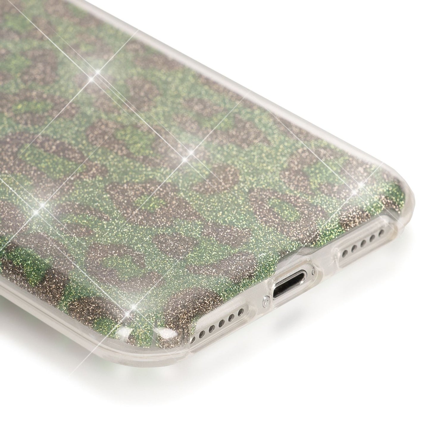 Apple iPhone 7 Handy Hülle von NALIA, Leopard Glitzer Case Cover Bling Schutz