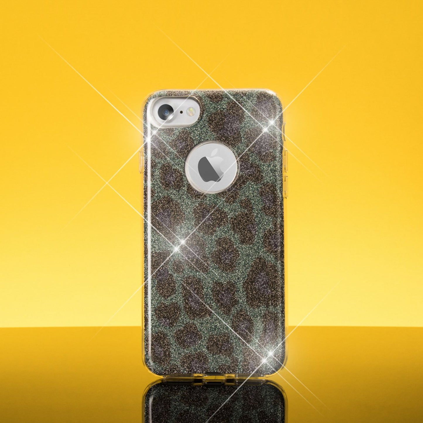 Apple iPhone 7 Handy Hülle von NALIA, Leopard Glitzer Case Cover Bling Schutz