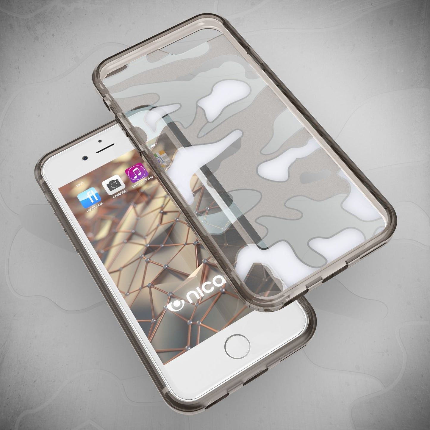 NALIA Handy Hülle für iPhone SE 2020 / 8 / 7, Camouflage Case Schutz Cover Etui