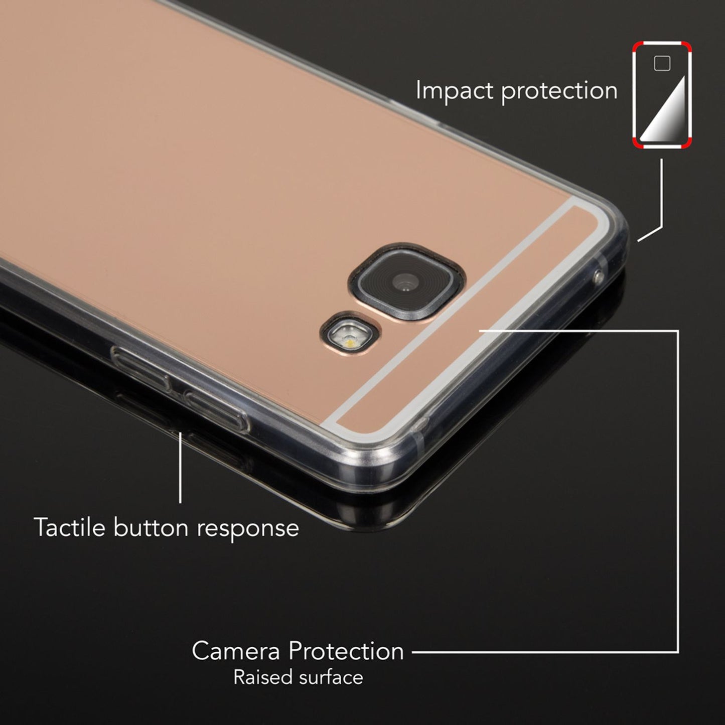 Samsung Galaxy A5 2016 Spiegel Handy Hülle von NALIA, Silikon Cover Case Schutz