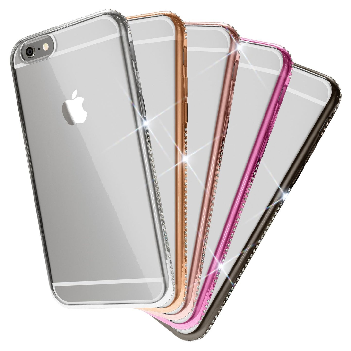 iPhone 6 6S Handy Hülle von NALIA, Silikon Strass Bumper Glitter Rand Case Cover