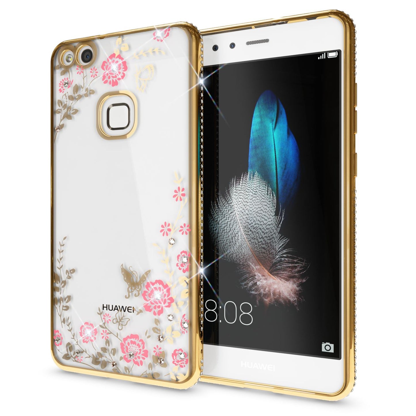 Huawei P10 Lite Handy Hülle von NALIA, Durchsichtiges Silikon Case Blumen Cover