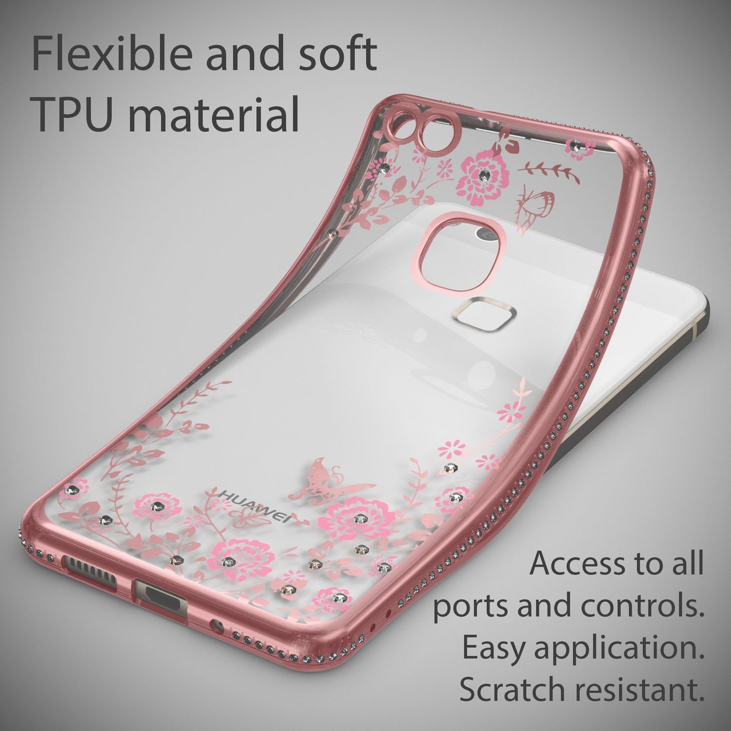 Huawei P10 Lite Handy Hülle von NALIA, Durchsichtiges Silikon Case Blumen Cover
