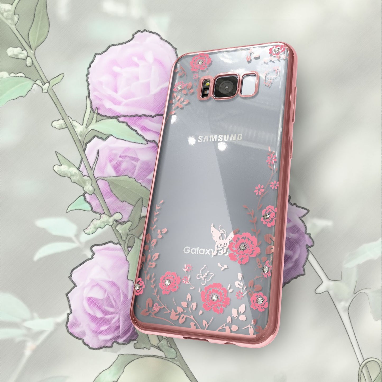 Samsung Galaxy S8 Handy Hülle von NALIA, Durchsichtiges Slim Silikon Blumen Case