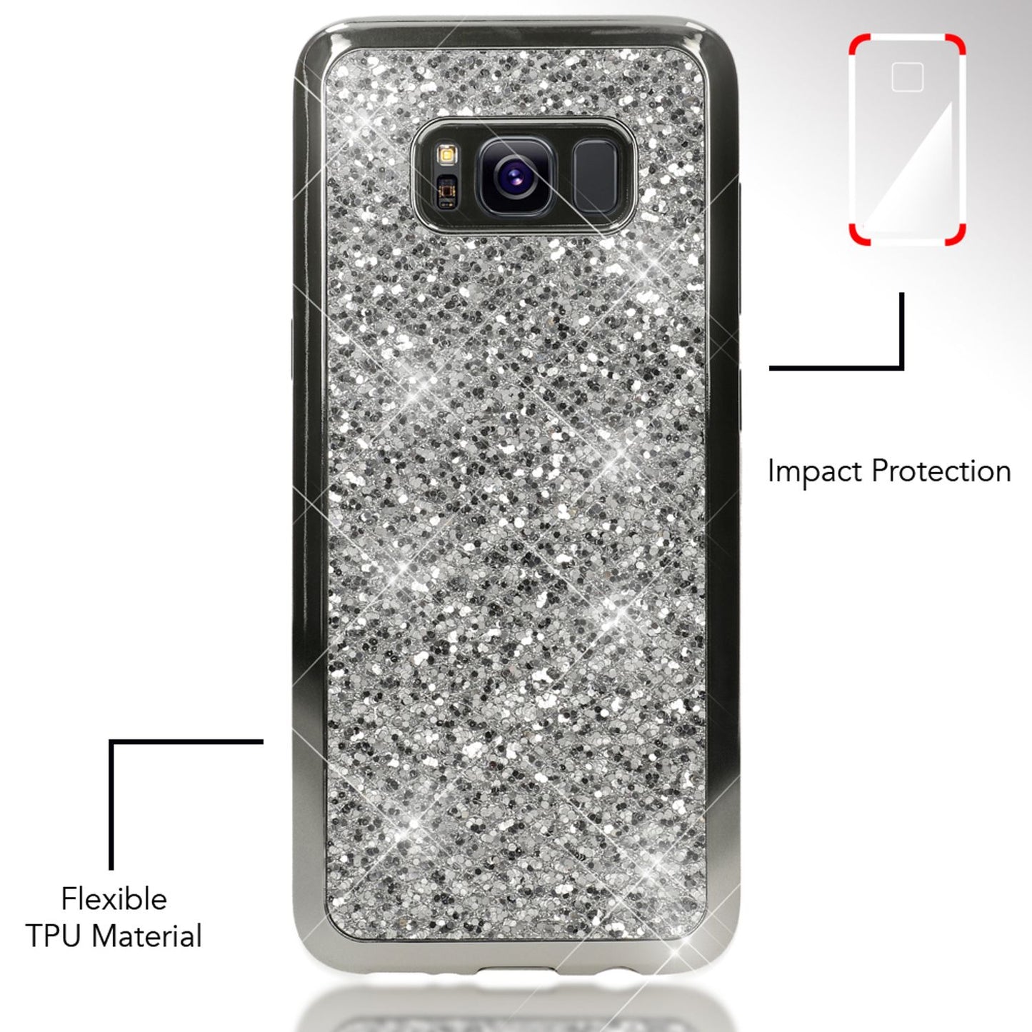 Samsung Galaxy S8 Plus Glitzer Handy Hülle von NALIA, Glitter Cover Bling Case
