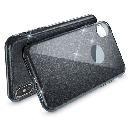NALIA Glitzer Hülle für iPhone X XS, Slim 3in1 Handy Schutz Case Back Cover Etui