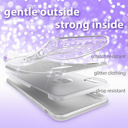 NALIA Hülle für iPhone XR, Handyhülle Glitzer Ultra-Slim Silikon-Case Back-Cover